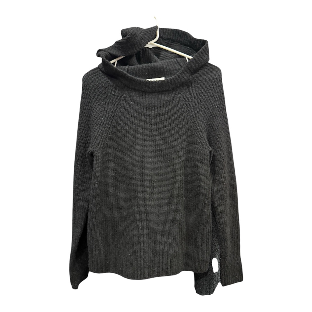 Vince Black Ribbed With Hood Sweater Sz Xsmall. Wool/Cashmere Blend